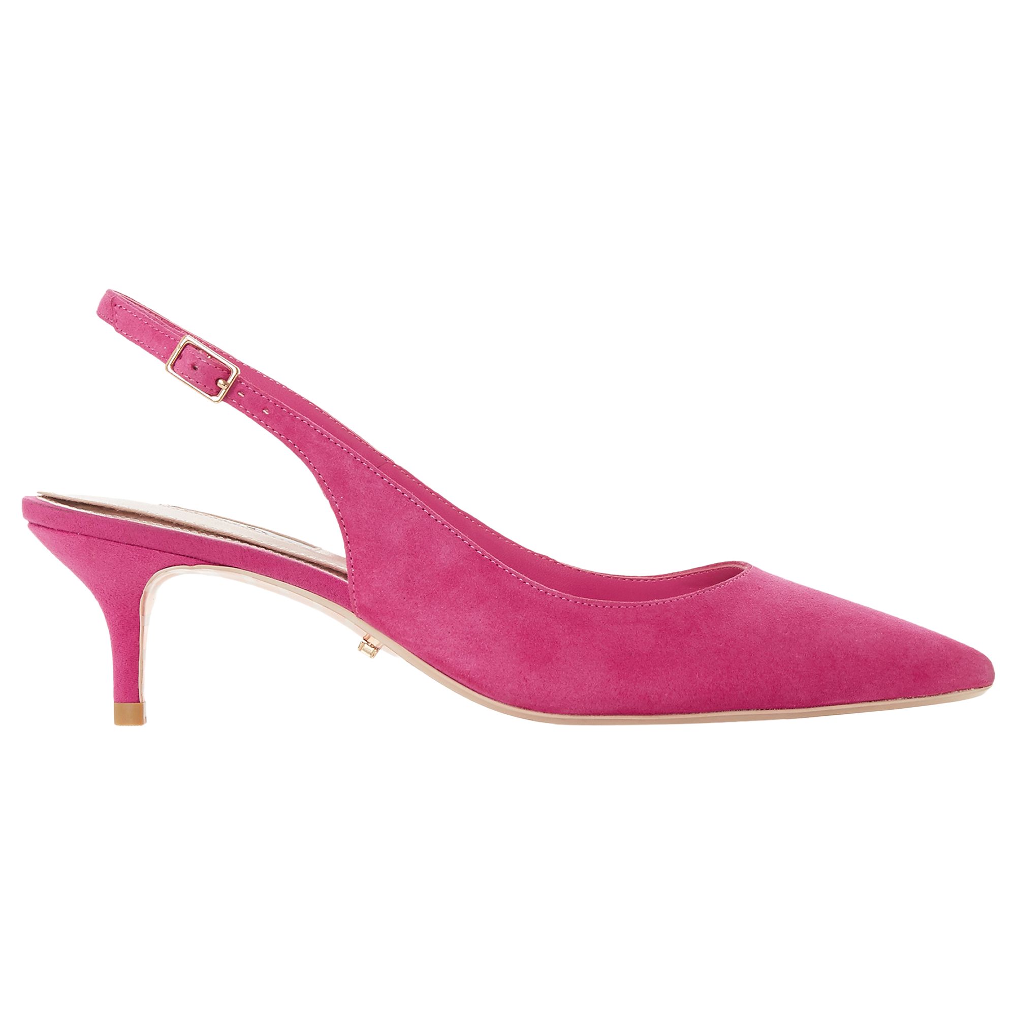 Dune Casandra Kitten Heel Slingback Court Shoes, Pink Suede, 4
