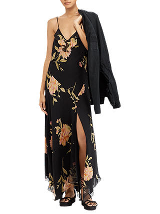 Polo Ralph Lauren Sleeveless Silk Maxi Dress, Dusky Blush Floral
