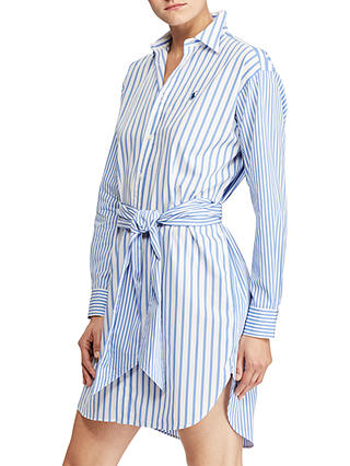Polo Ralph Lauren Striped Cotton Shirt Dress, Blue/White
