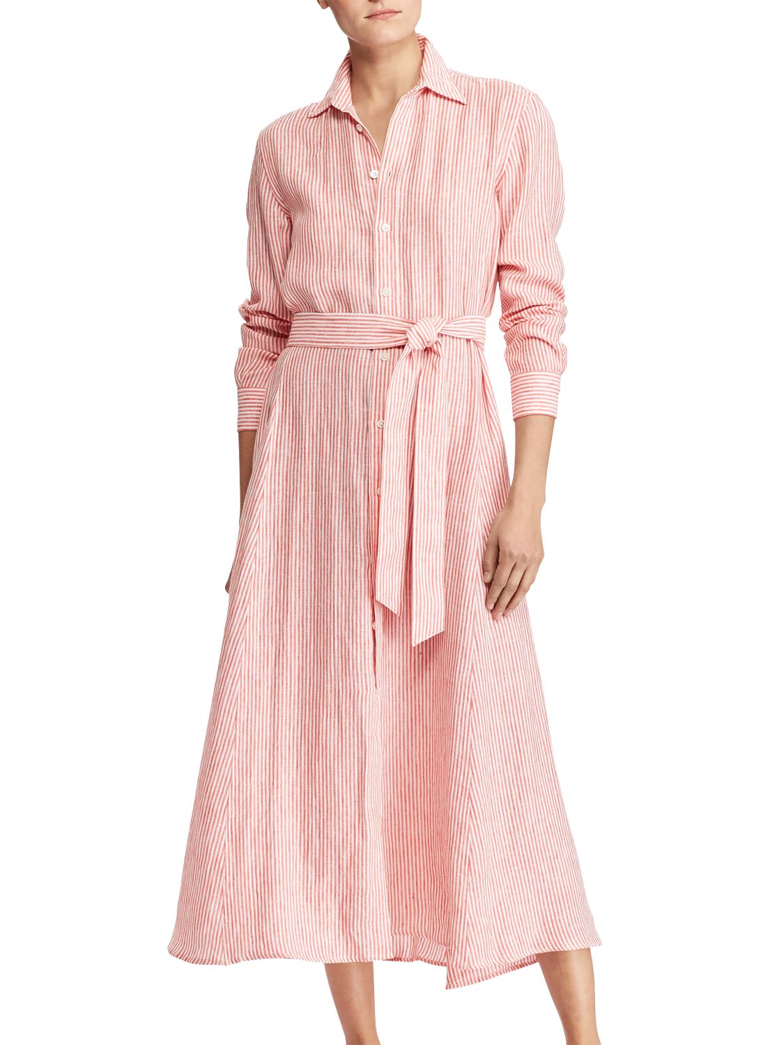 pink linen shirt dress
