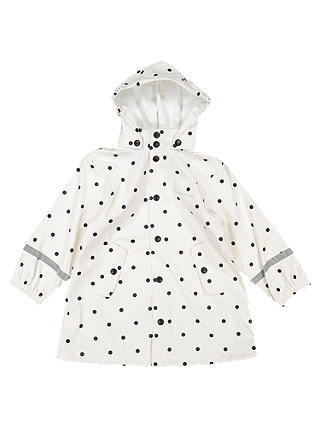 Polarn O. Pyret Children's Spot Print Raincoat, White/Black