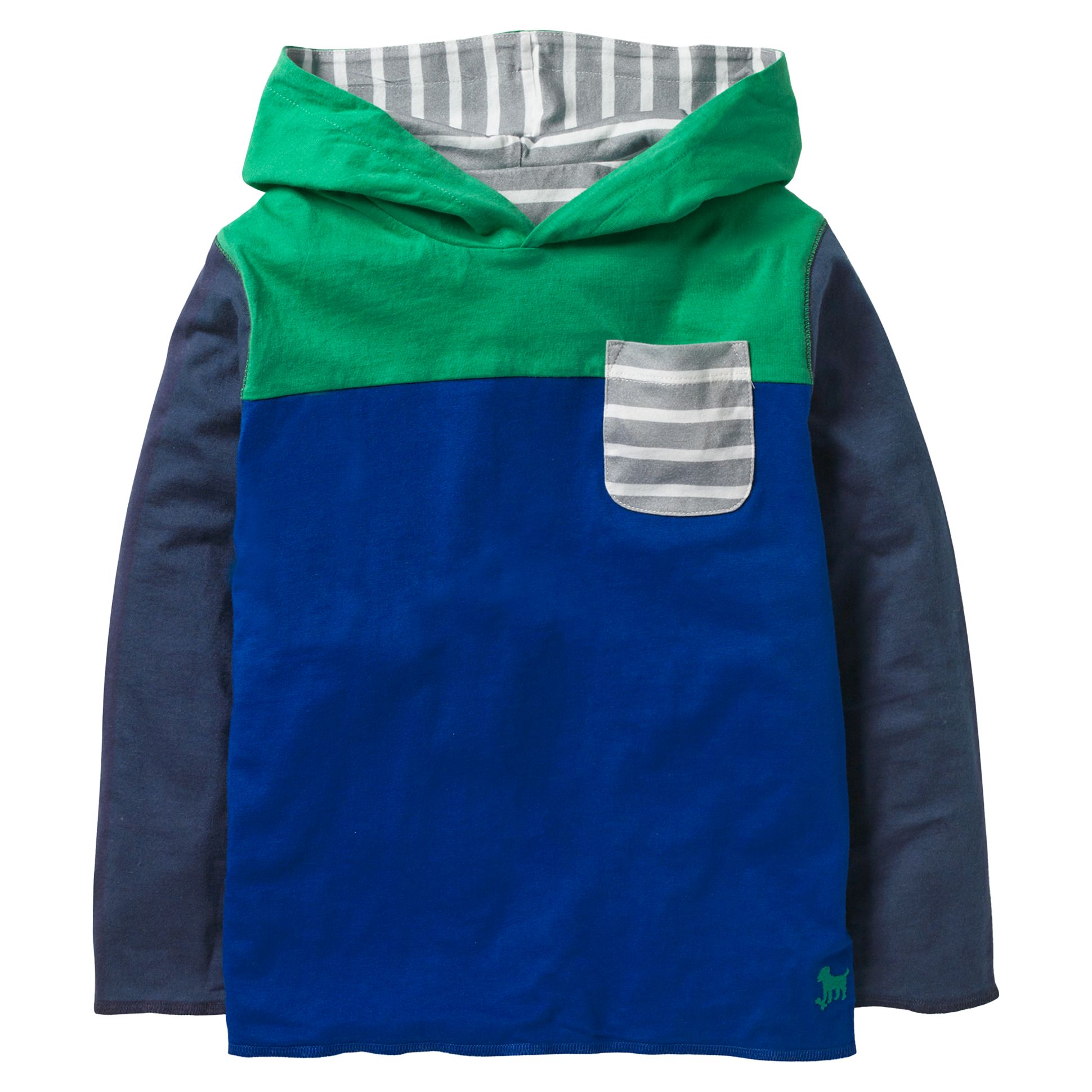 Mini Boden Boys' Reversible Hooded Top, Blue/Grey, 11-12 years