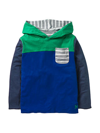Mini Boden Boys' Reversible Hooded Top, Blue/Grey