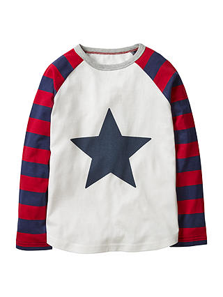 Mini Boden Boys' Superstar Raglan T-Shirt, Ecru