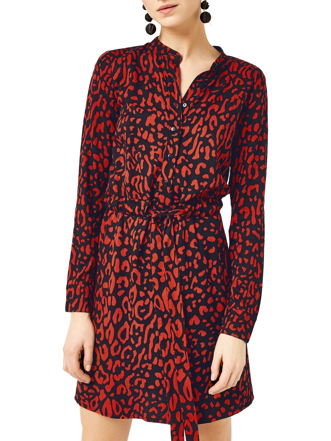 Warehouse Leopard Print Dress, Red Pattern
