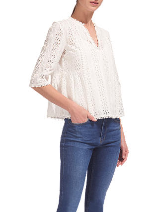 Whistles Isidora Broderie Top, White