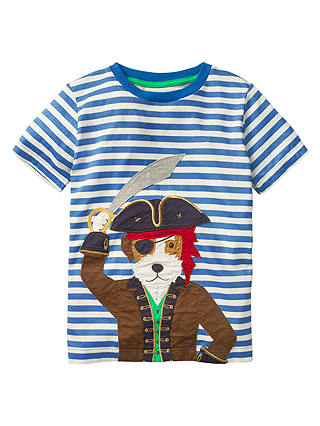 Mini Boden Boys' Pet Pirate Applique T-Shirt, Blue