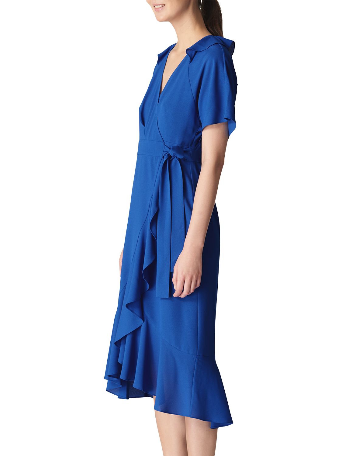 Whistles Abigail Frill Wrap Dress, Blue