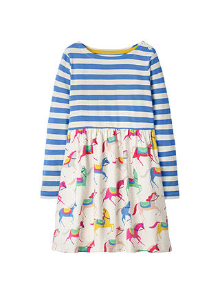 Mini Boden Girls' Hotchpotch Dress, Blue/Pink