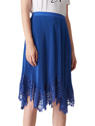 Whistles Dahlia Pleated Skirt, Blue