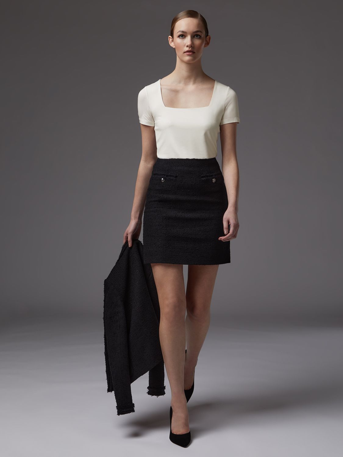 L.K.Bennett Charlee Skirt, Black at John Lewis & Partners