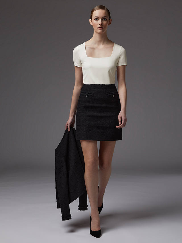 L.K.Bennett Charlee Tweed Skirt, Black at John Lewis & Partners