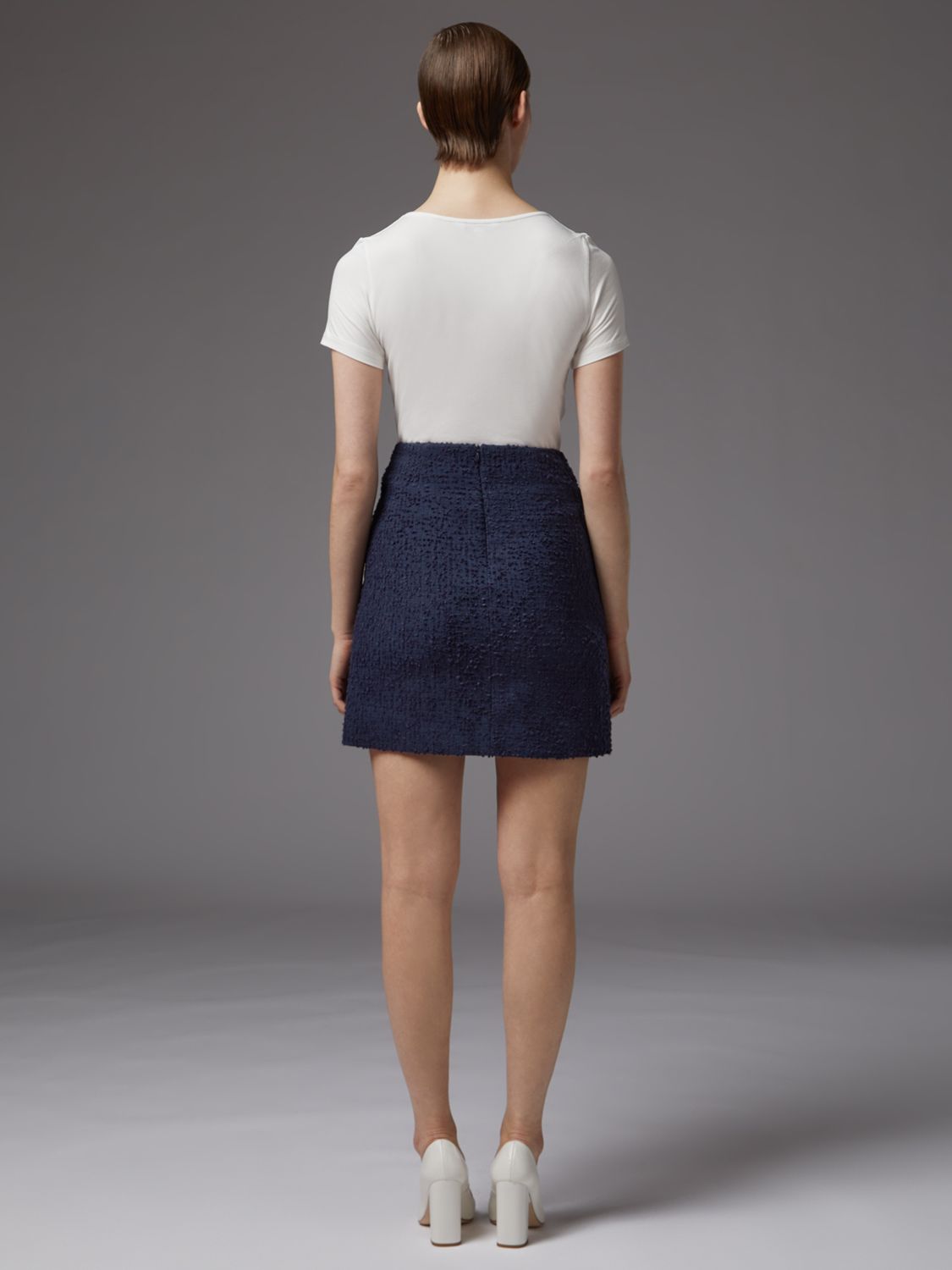 L.K.Bennett Charlee Tweed Skirt, Navy at John Lewis & Partners
