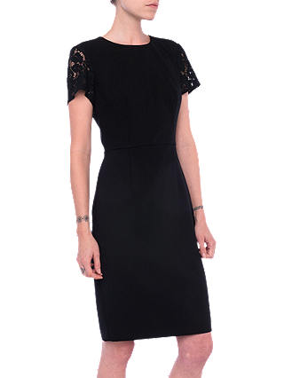French Connection Whisper Ruth Round Neck Dress, Black