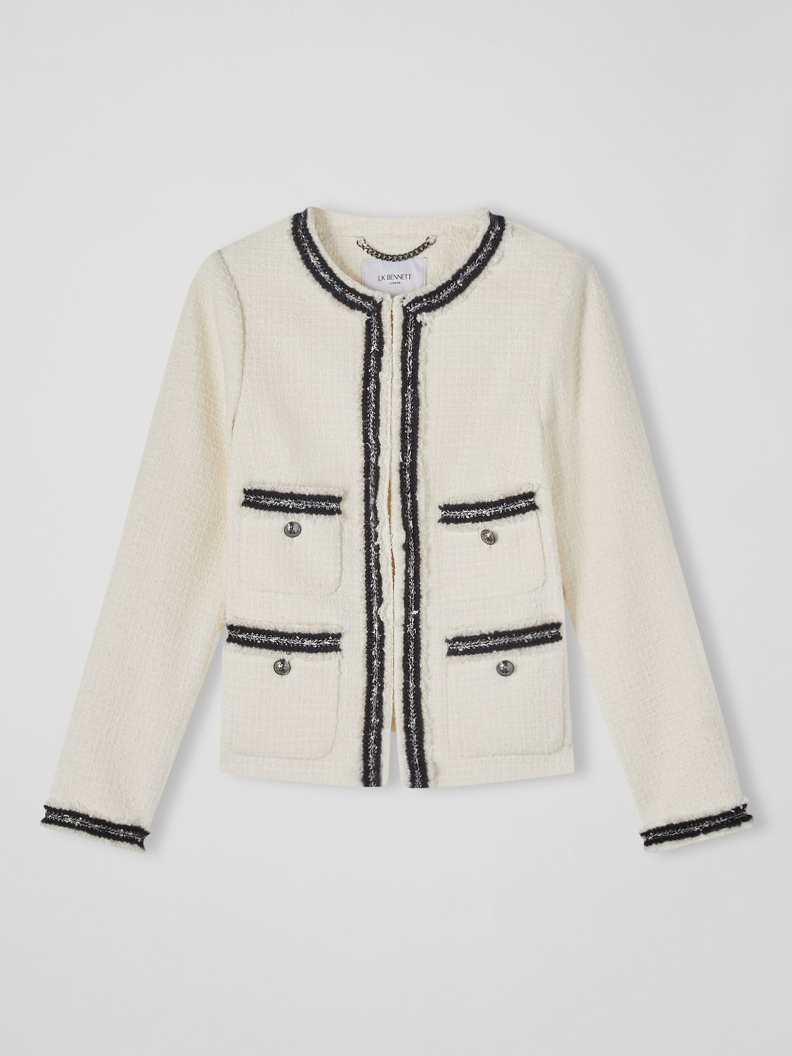 Buy L.K.Bennett Charlee Tweed Jacket, Cream Online at johnlewis.com