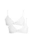 ANYDAY John Lewis & Partners Kids' Bow Detail Bra, Pack of 2, White