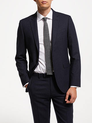 John Lewis & Partners Crepe Stripe Tailored Suit Jacket, Navy