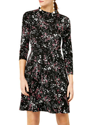 Warehouse Sprig Floral Dress, Black Pattern