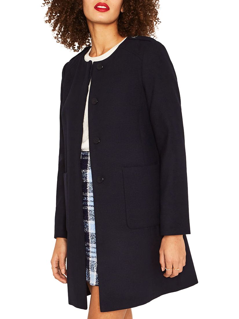 Oasis Collarless Coat, Navy, XL