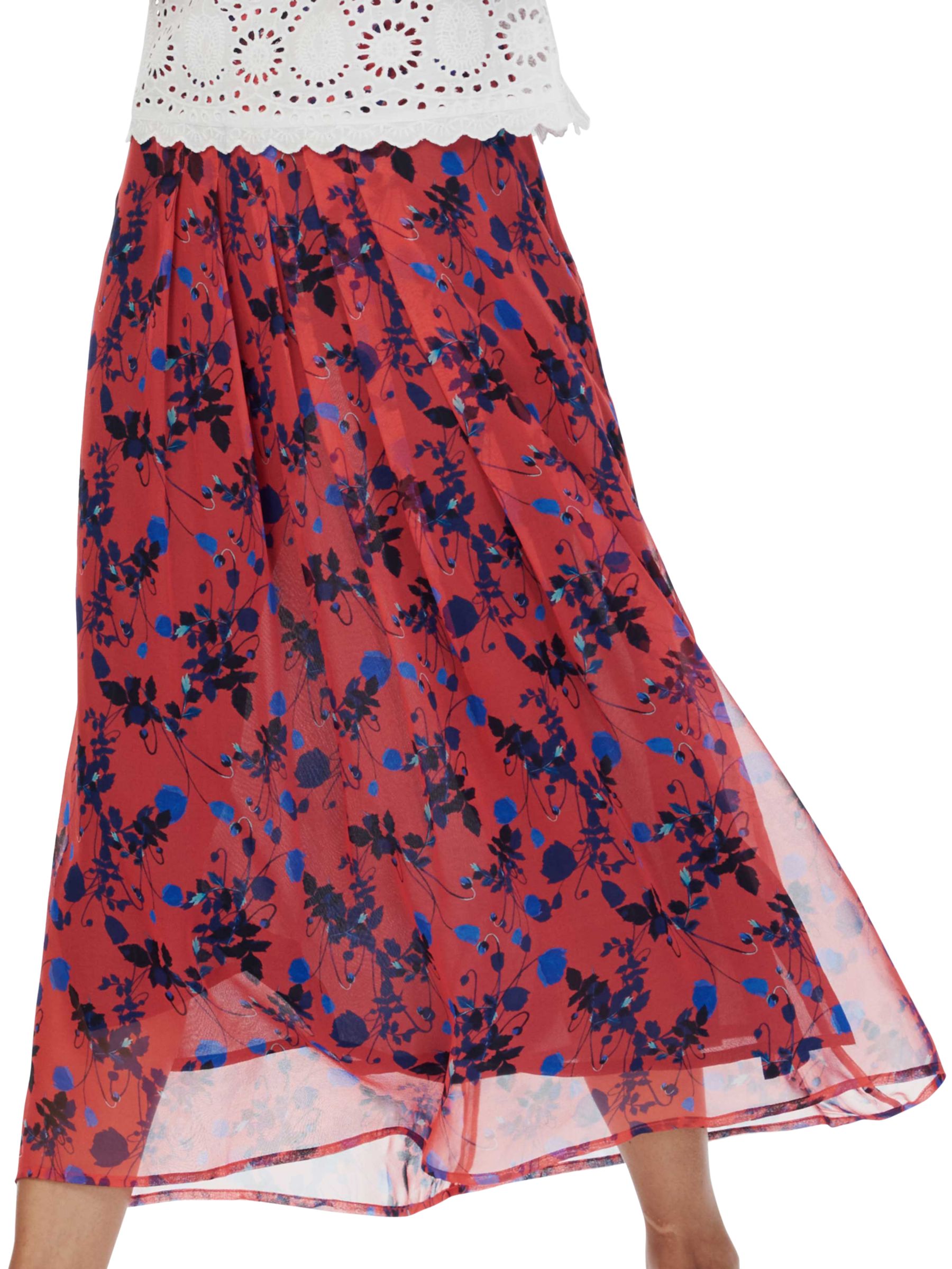 Brora Liberty Midi Silk Skirt, Hibiscus