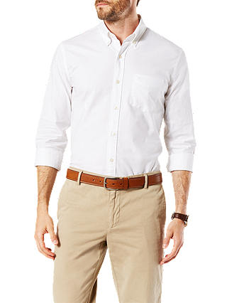 Dockers Stretch Long Sleeve Oxford Shirt, Paper White
