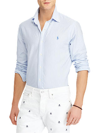 Polo Ralph Lauren Cotton Poplin Stripe Standard Fit Shirt, Dress Shirt Blue/White