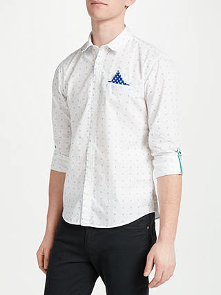 Scotch & Soda Fixed Pocket Tab Sleeve Pattern Shirt, White/Multi