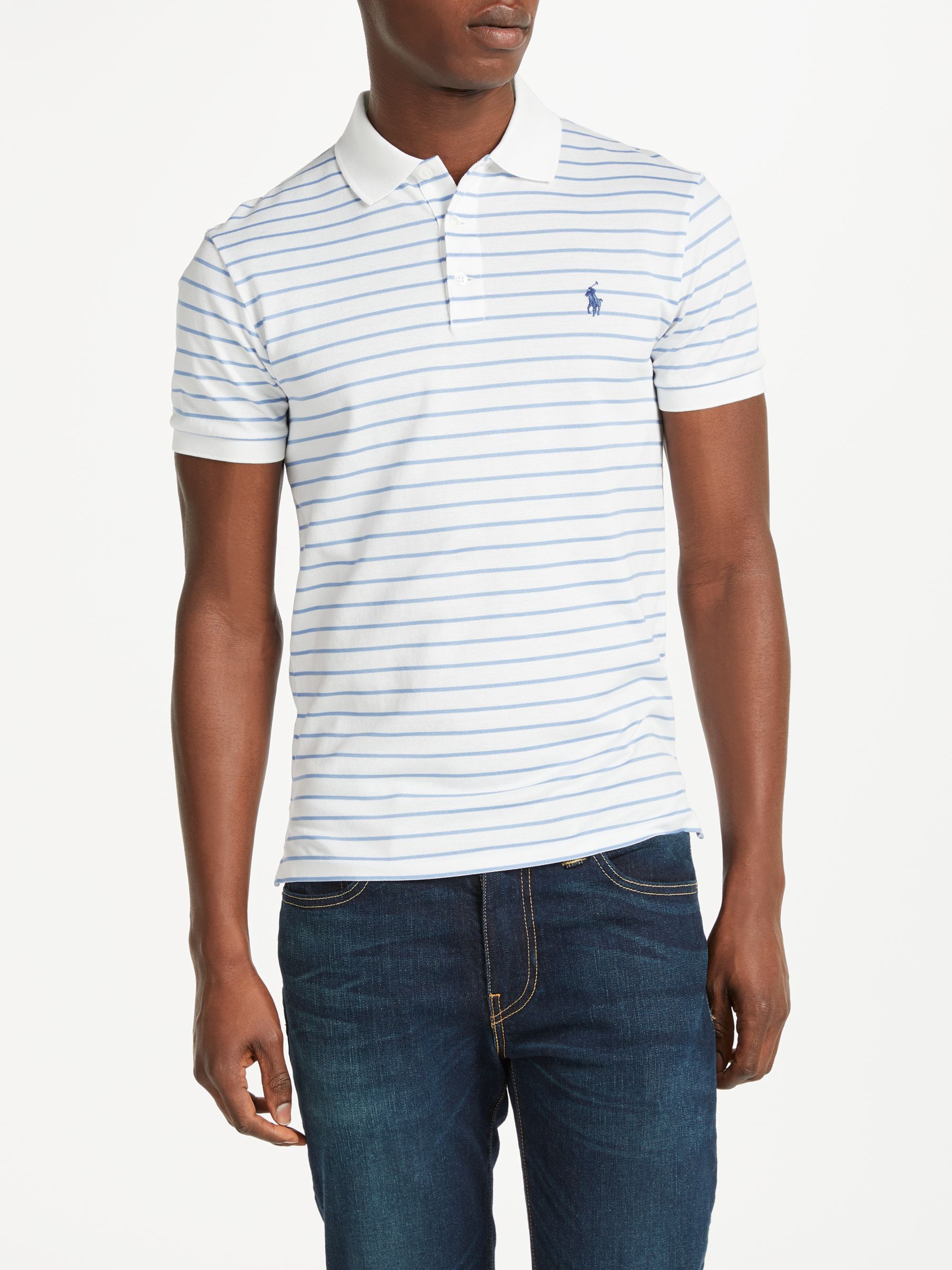 blue and white striped ralph lauren polo shirt