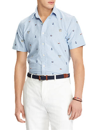 Polo Ralph Lauren Short Sleeve Slim Fit Printed Oxford Shirt, Sailor Knot