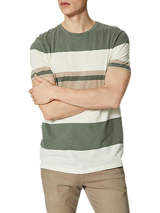 Selected Homme Newrune Short Sleeved Stripe T-Shirt, Laurel Wreath