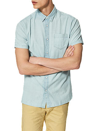 Selected Homme Chester Short Sleeve Slim Fit Denim Shirt, Light Blue