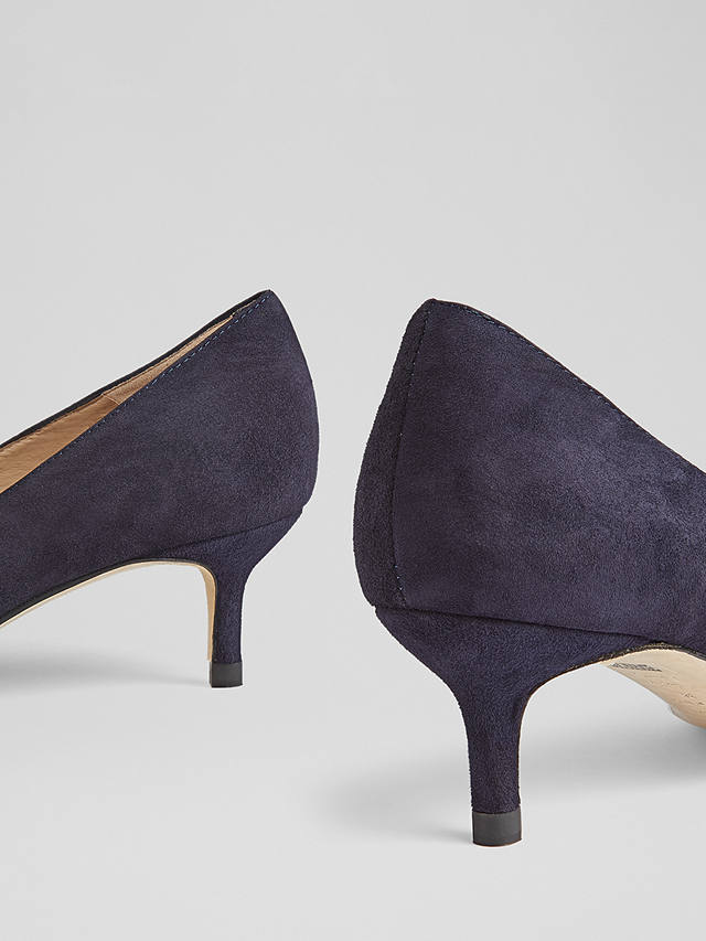 L.K.Bennett Audrey Pointed Toe Court Shoes, Navy Suede at John Lewis ...