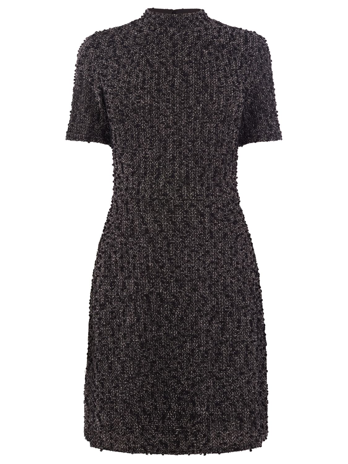 Warehouse Mono Tweed Dress, Black Pattern