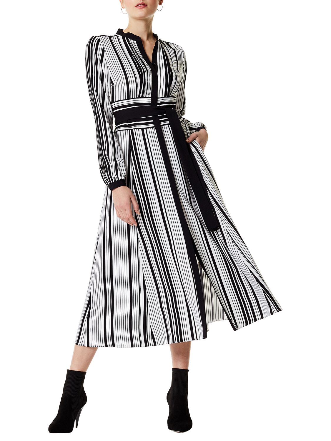 Karen Millen Graphic Stripe Midi Dress, Black/White