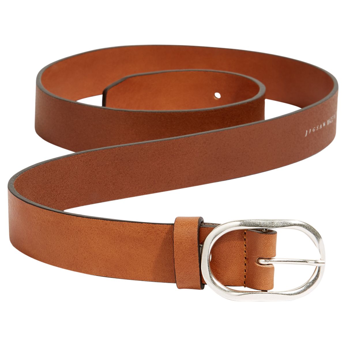 Jigsaw Beth Leather Oval Belt, Tan, L