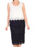 Chesca Scallop Trim Tiered Lace Dress, Black/White