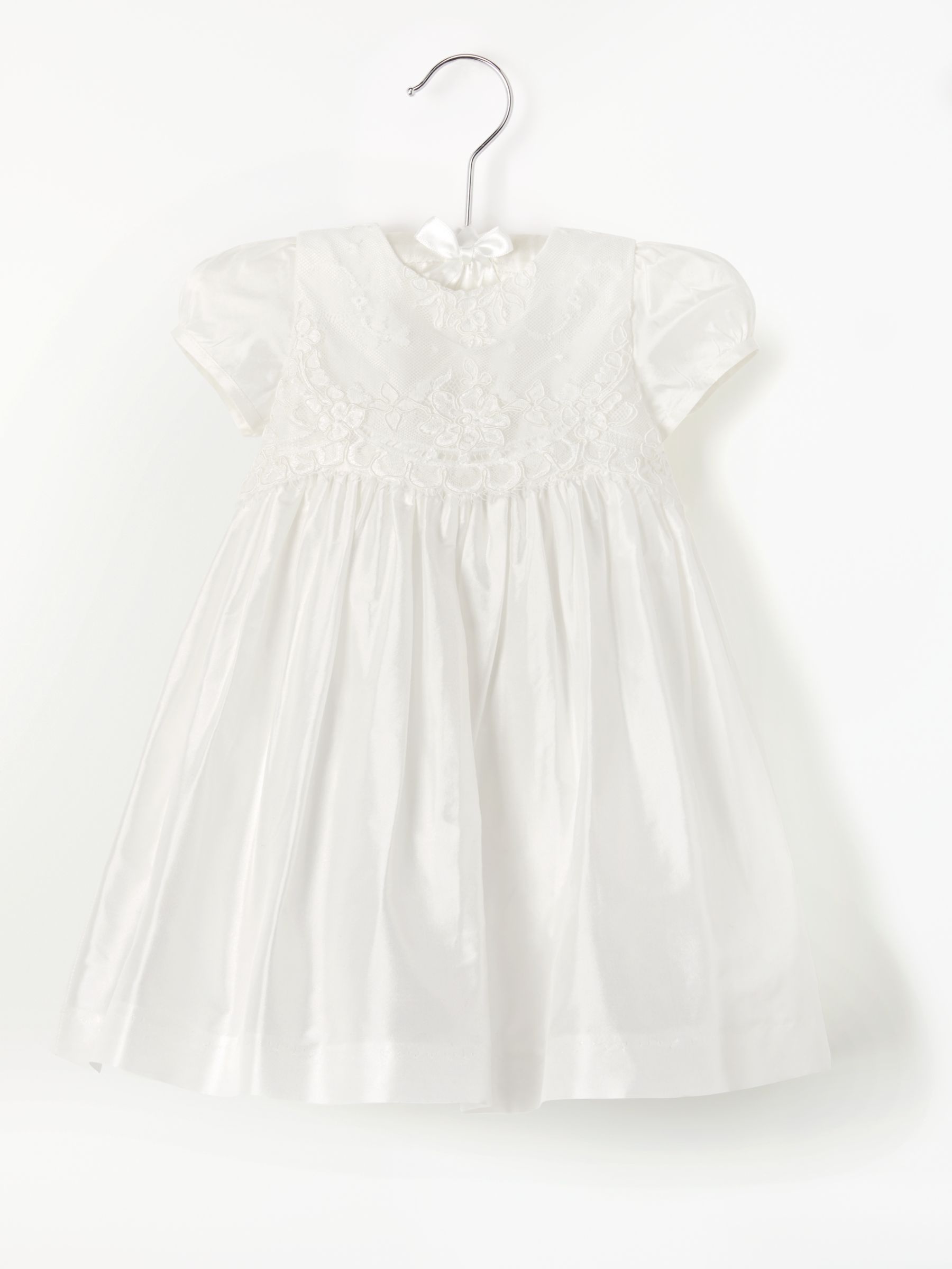 John Lewis Baby Silk Lace Bodice Dress, Cream