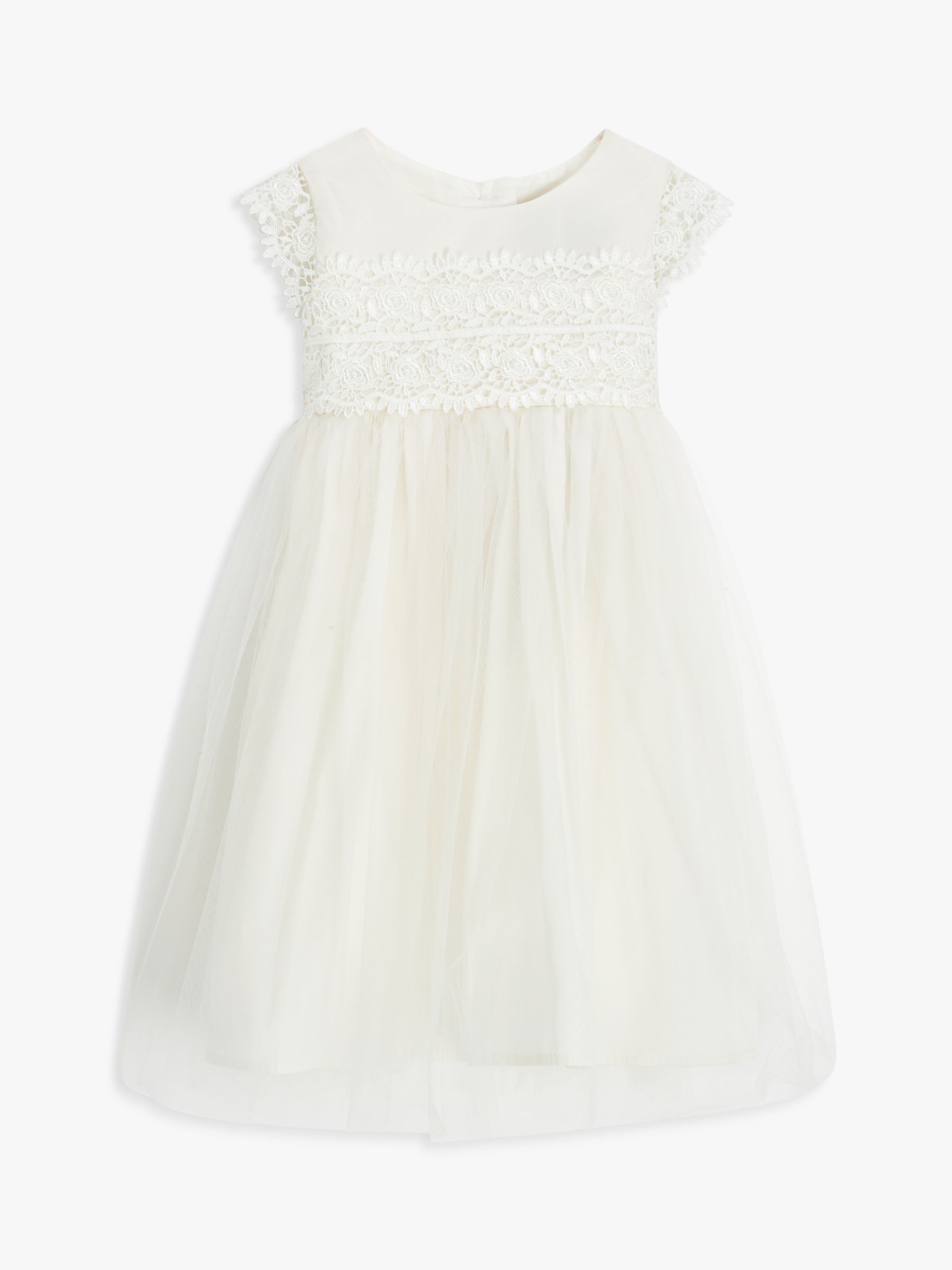 John Lewis Baby Lace Bodice Dress, Cream at John Lewis & Partners