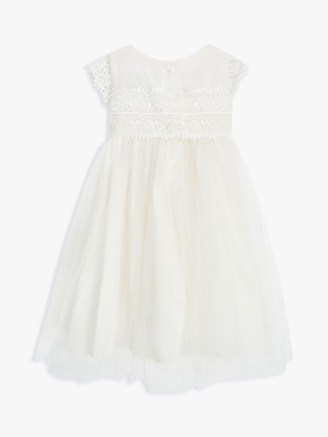 John Lewis Baby Lace Bodice Dress, Cream, 0-3 months