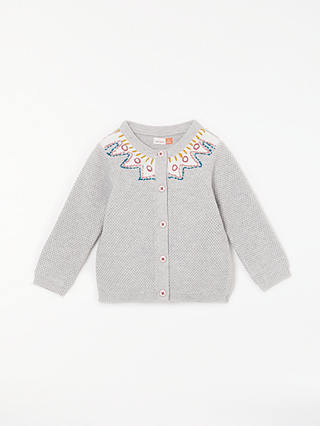 John Lewis & Partners Baby Embroidery Cardigan, Grey