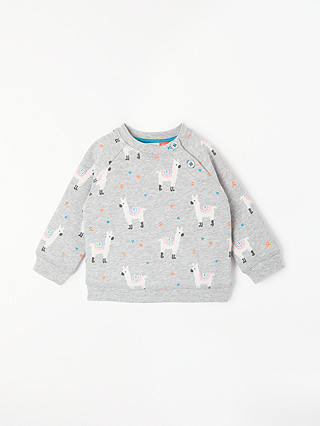 John Lewis & Partners Baby Llama Sweatshirt, Grey