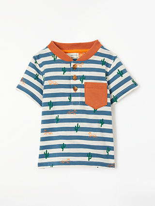 John Lewis & Partners Baby Cactus Stripe T-Shirt, Blue