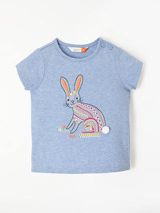 John Lewis & Partners Baby Embroidered Bunny T-Shirt, Blue