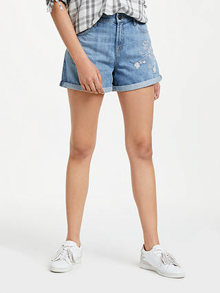 AND/OR Embroidered Shorts, Denim