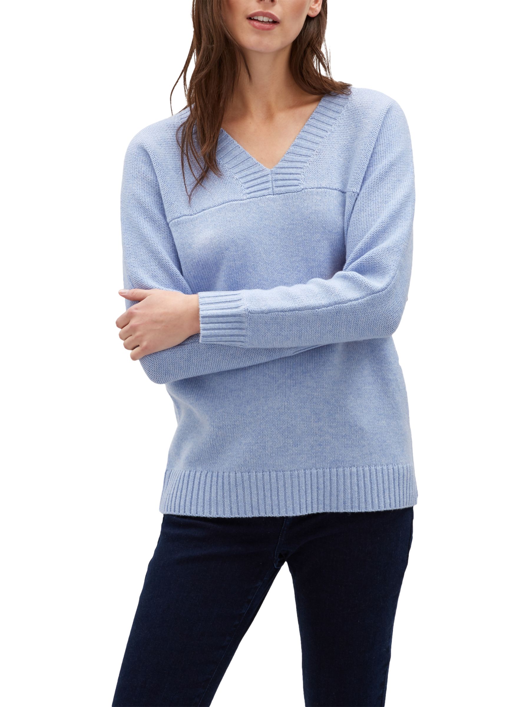 Jaeger Wool Rich V-Neck Sweater, Blue