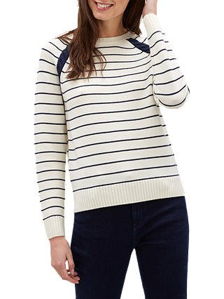 Jaeger Breton Stripe Sweater, Navy/Stripe