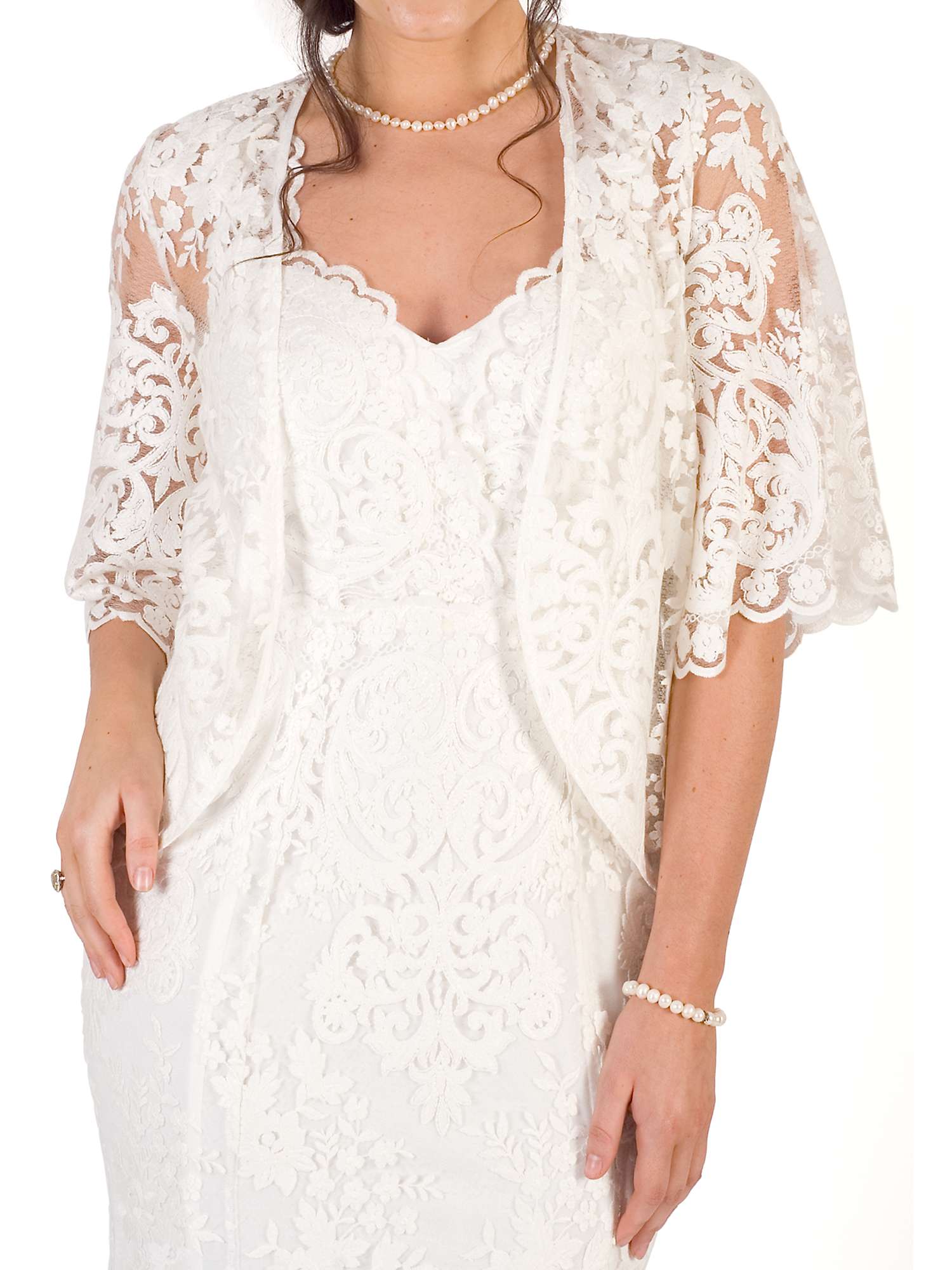 Buy Chesca Scallop Sleeve Lace Bridal Jacket, Ivory Online at johnlewis.com