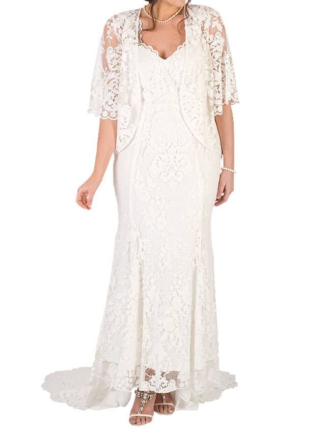 Chesca Scallop Sleeve Lace Bridal Jacket, Ivory