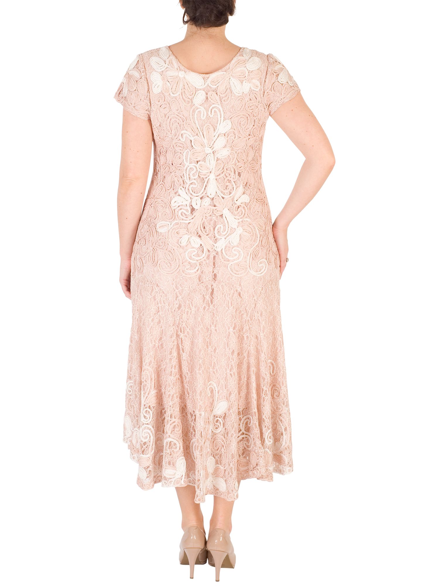 Chesca Ombre Cornelli Lace Dress, Blush/Ivory, 12