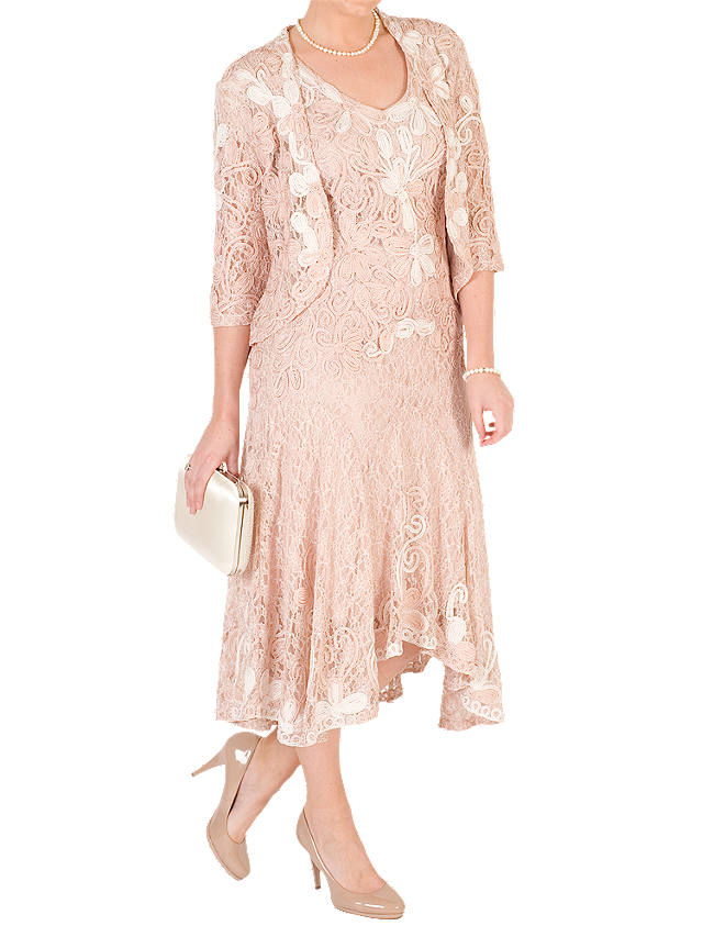 Chesca Ombre Cornelli Lace Dress, Blush/Ivory
